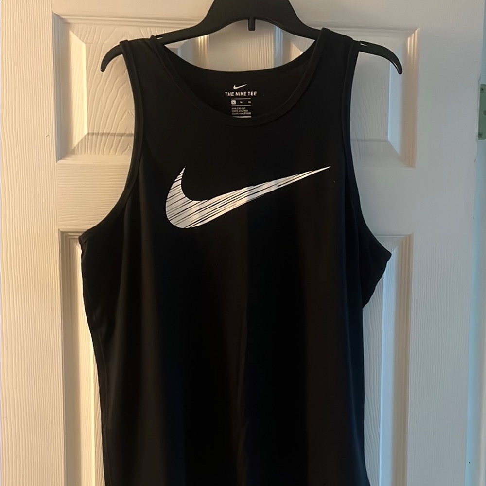 Nike Black Sleeveless Top with White Swoosh